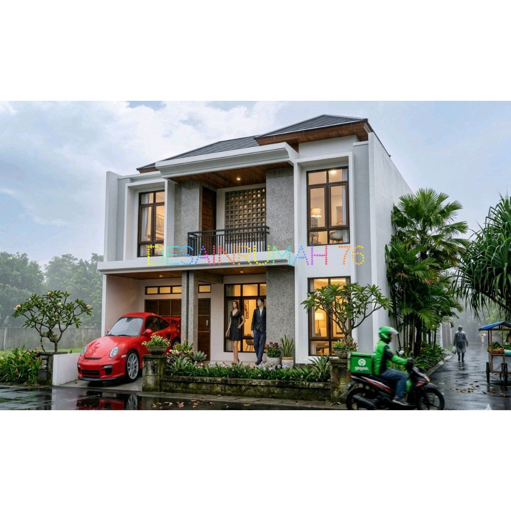 paket desain rumah minimalis 2 lantai, desain rumah 3d eksterior, di lahan 15x30, 4 kamar tidur. jas
