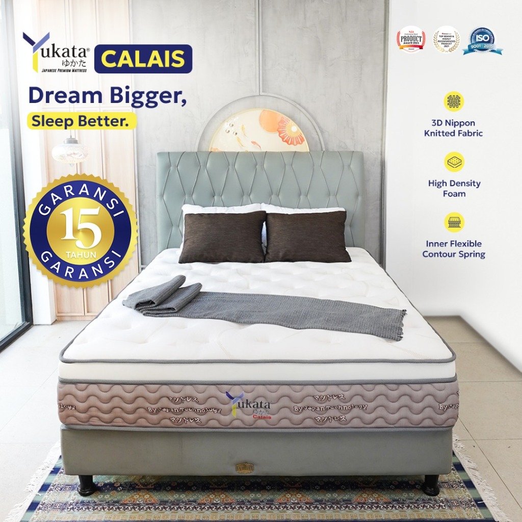 Kasur Spring Bed YUKATA CALAIS - Tebal 32 cm | Springbed 180x200 free Bantal