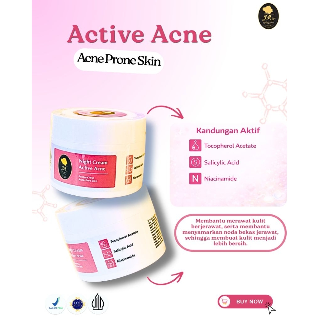 JMB Night Cream Active Acne [JM Glow Beauty Mojokerto]