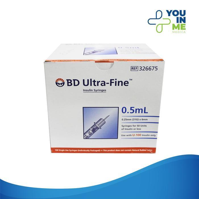 BD Ultrafine Spuit Insulin 0,5ml - U100 / Insulin Syringe 0,5 ml / Disposable @Per PCS PROMO