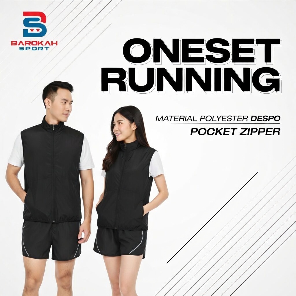 Setelan Olahraga Pria Wanita Rompi + Celana Pendek Parasut Premium - Baju Lari Running Gym Sepeda Ja