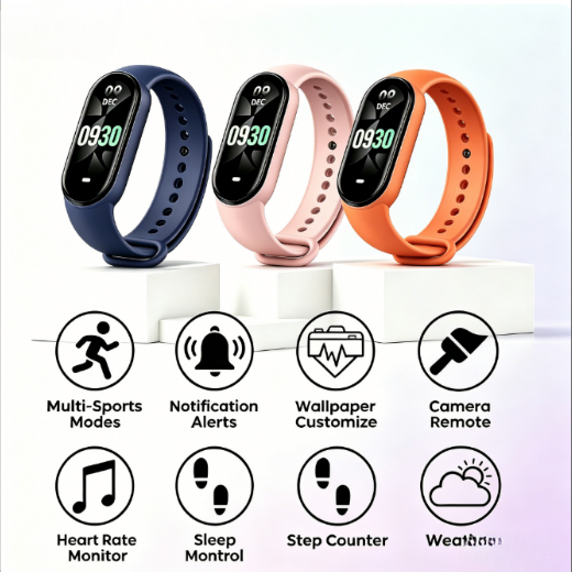 100%Baru M8 Smartband Terlengkap Lacak Olahraga, Detak Jantung, Tidur & SpO2, Baterai Tahan Lama
