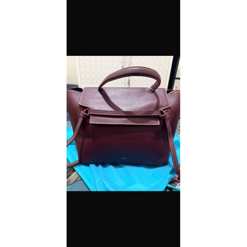 Tas kulit wanita celin* burgundy medium