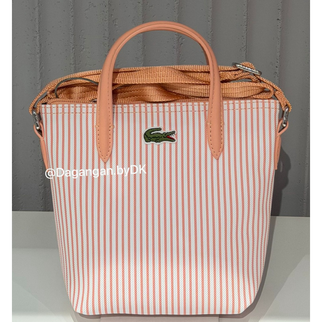 Tas Lacoste Sling Bag Stripes Original 100% Peach White