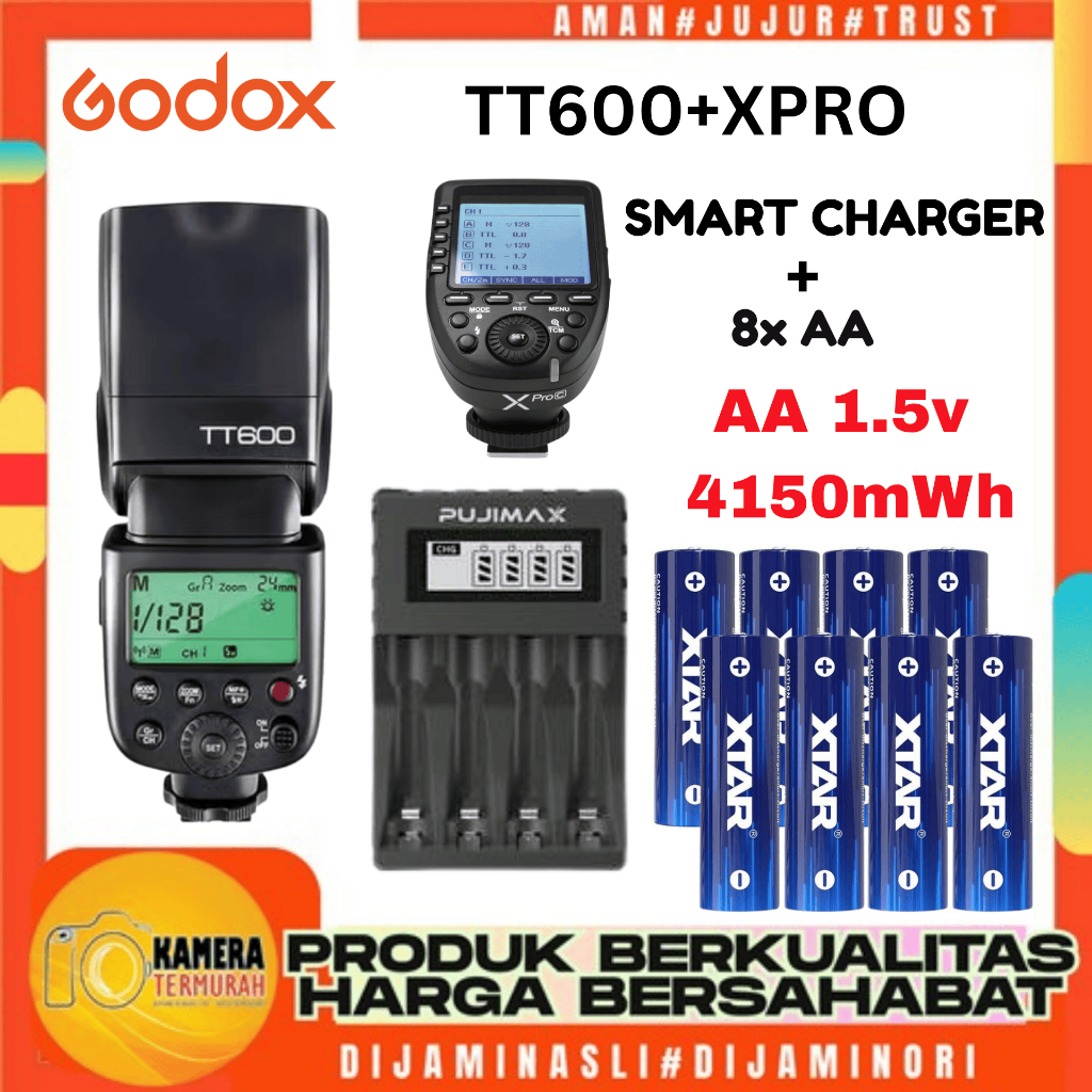Paket Bundling Flash Godox TT600 + triger Godox Xpro For Kamera Sony Fuji Nikon Canon