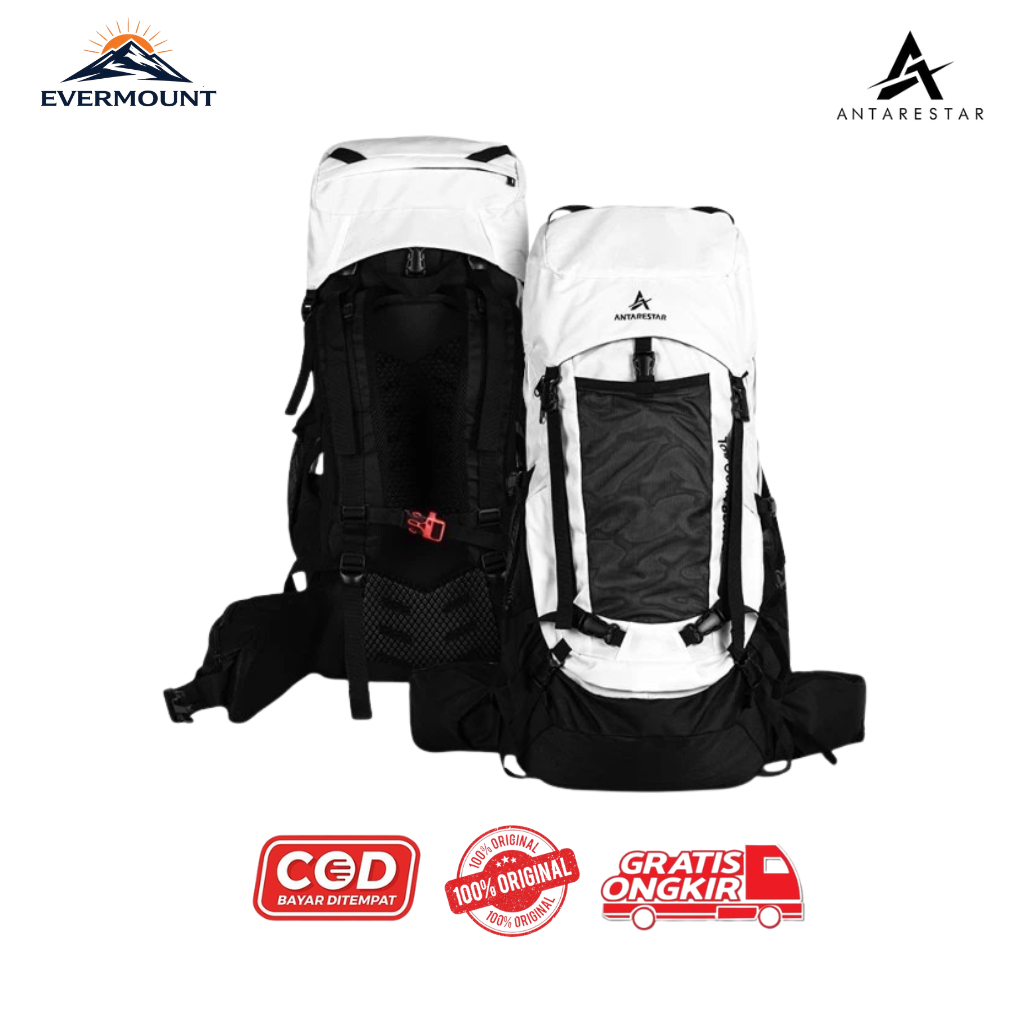 ANTARESTAR Tas Carrier Pangrango 50L - Tas Gunung/Tas Ransel/Tas Carrier - PANGRANGO 50L Putih/Hitam