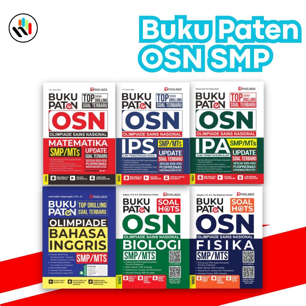 Buku Paten OSN Olimpiade Sains Nasional SMP,,Bahasa Inggris, Matematika, Biologi, Fisika, IPS, IPA S
