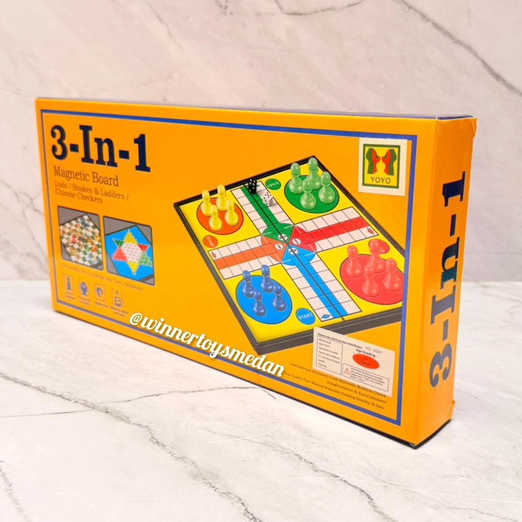 Magnetic Board 3in1 Ludo Halma Ular Tangga / Board Game Qx56812 / 18in1 magnetic game / 4in1 magneti