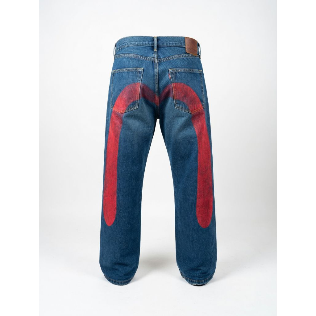 Celana Jeans Denim Evisu Big Logo Buttonfly with Backstrap Y2K bekas/second/pl/preloved
