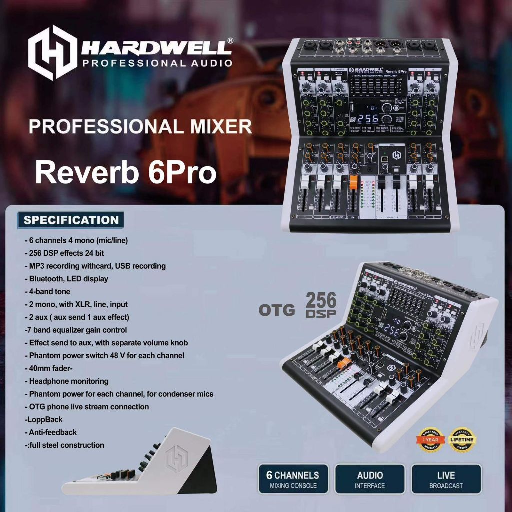 Mixer 6 channel HARDWELL Reverb 6 pro original