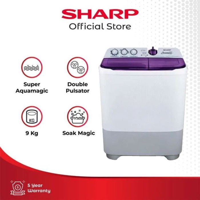 SHARP MESIN CUCI 2 TABUNG 8KG ES-T85CR