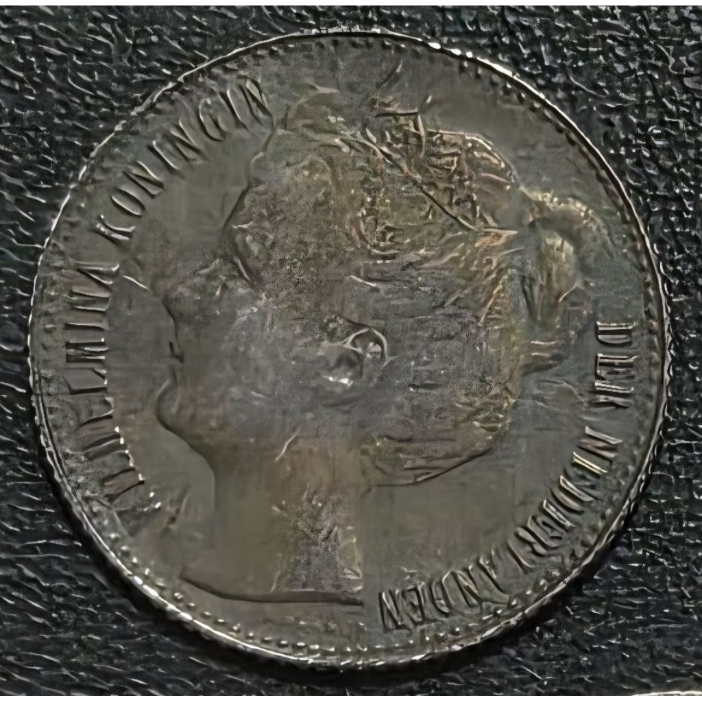 Koin Perak ½ Gulden 1908 Wilhelmina