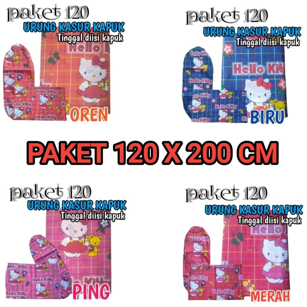(PAKET) 120X200 URUNG KASUR KAPUK+BANTAL+GULING/KULIT KASUR KAPUK SET