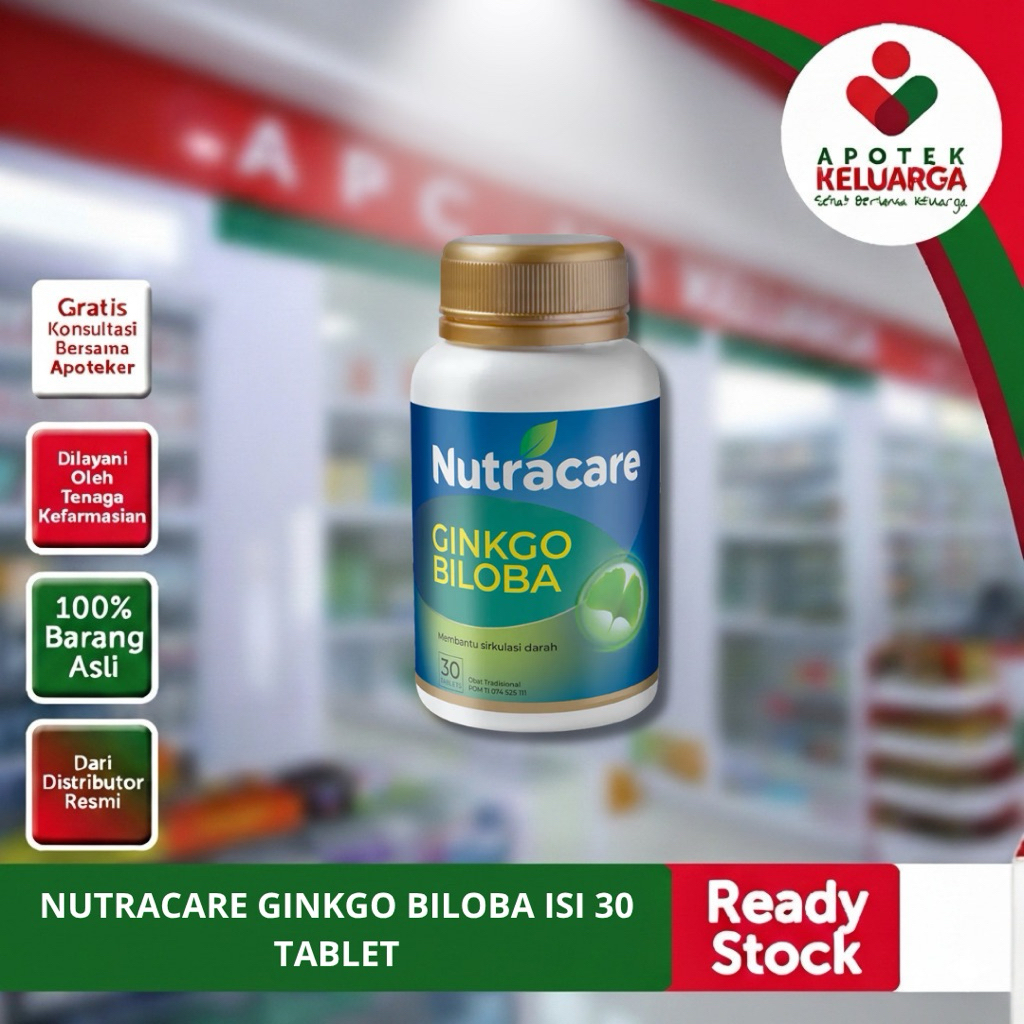 Nutracare Gingko Biloba Isi 30 Tablet - Ekstrak Ginkgo Biloba Perbaiki Sirkulasi Darah