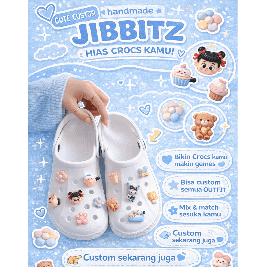 Jibbitz Hiasan Sandal Aksesoris Sandal Jibbitz Lucu  Jibbitz Custom  Jibbitz Karakter  Jibbitz Anak 