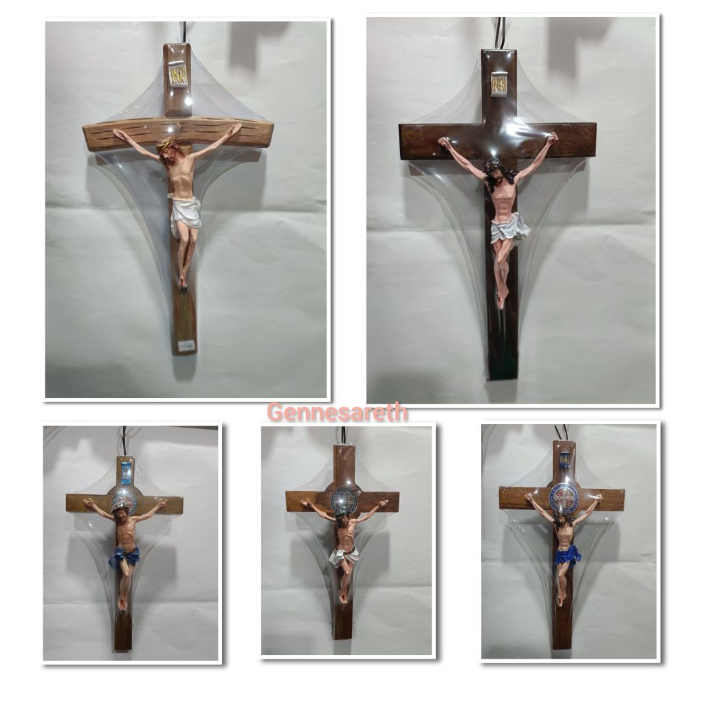 Salib Dinding Kayu Corpus/Salib katolik Benedictus/Hiasan dinding Katolik/Salib korpus Benedictus