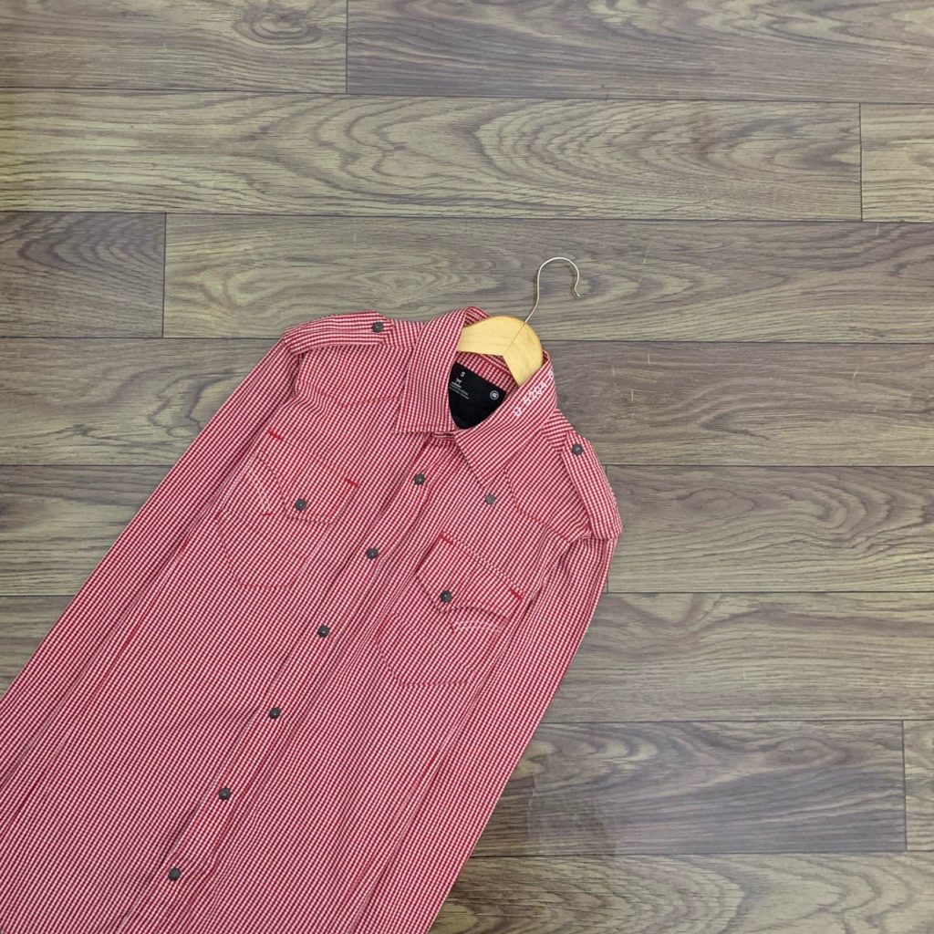 Kemeja GSTAR RAW Branded Casual Gingham Long Sleeve