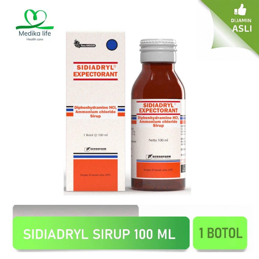 SIDIADRYL SIRUP Expectorant Sirup 60ml Obat Batuk Berdahak Rasa Anggur