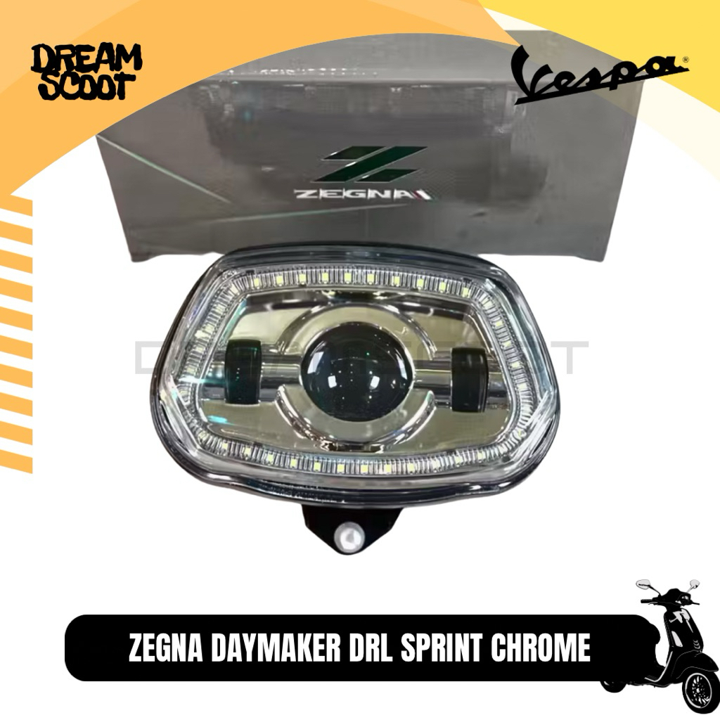 Headlamp Daymaker Zegna DRL Chrome Vespa sprint Vespa Matic Headlamp Vespa sprint Lampu Vespa matic 