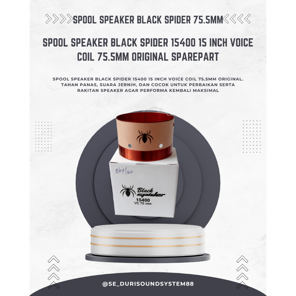 Spul Speaker 15 Inch 75.5mm Black Spider 15400 ORIGINAL Spool Voice Coil 3 Inch