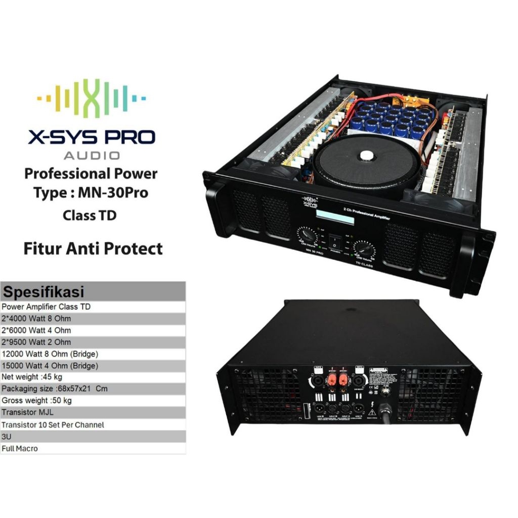 Power Amplifier Class TD XSYS type MN-30Pro 2x4000watt Original