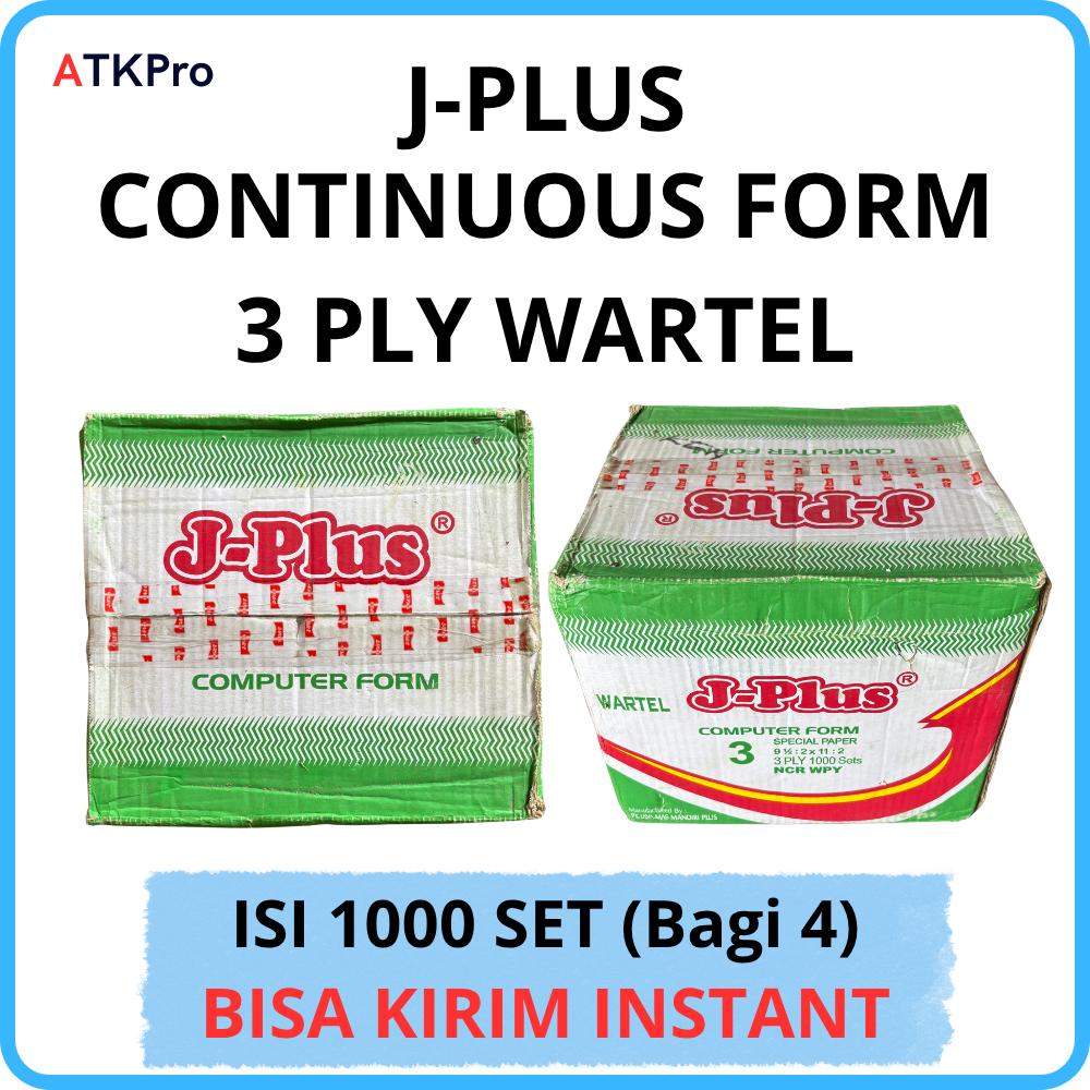 Continuous Form J-Plus 3 ply Wartel 9,5 x 11 Bagi 4 Continous Form rangkap 3 CF K3 NCR WPY