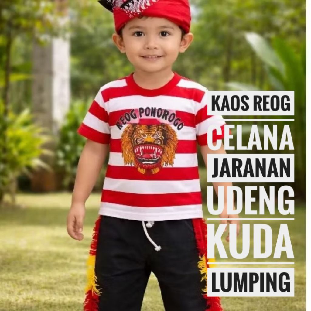Setelan Reog Ponorogo Anak + Udeng Ikat Kepala Jaranan