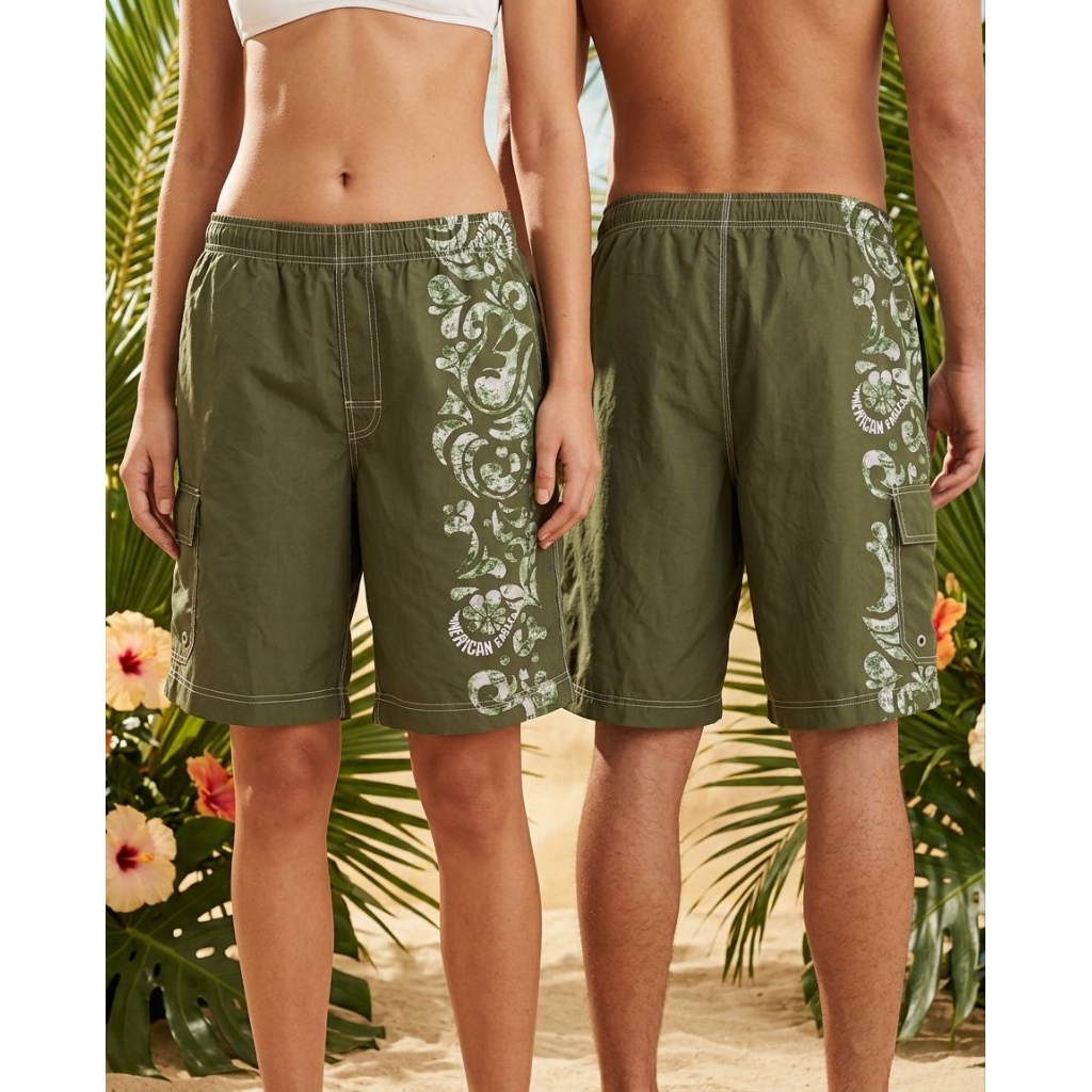 (Celana Branded) American Eagle Outfitters Hawaiian Floral Cargo Swim Shorts 36