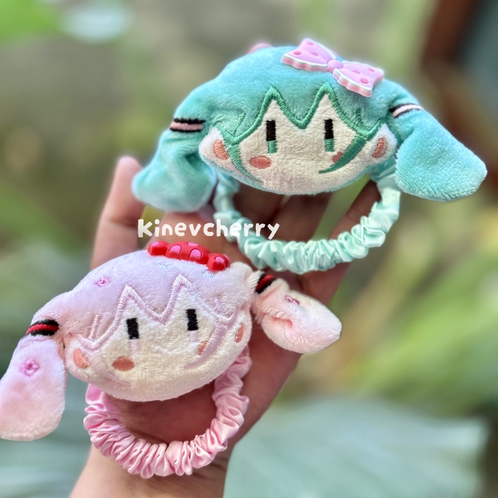 Kuncir Rambut Hatsune Miku Plush Anime Ikat Rambut Boneka Hatsune Miku
