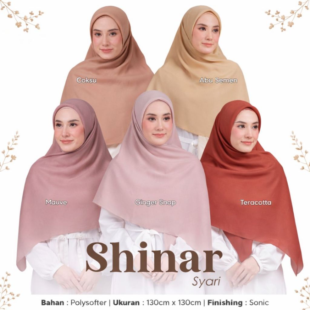 HIJAB SEGI EMPAT LUXURY SYARI/SEGIEMPAT AZARA BELLA SINAR SYARI/JILBAB POLOS  UKURAN 130X130 CM