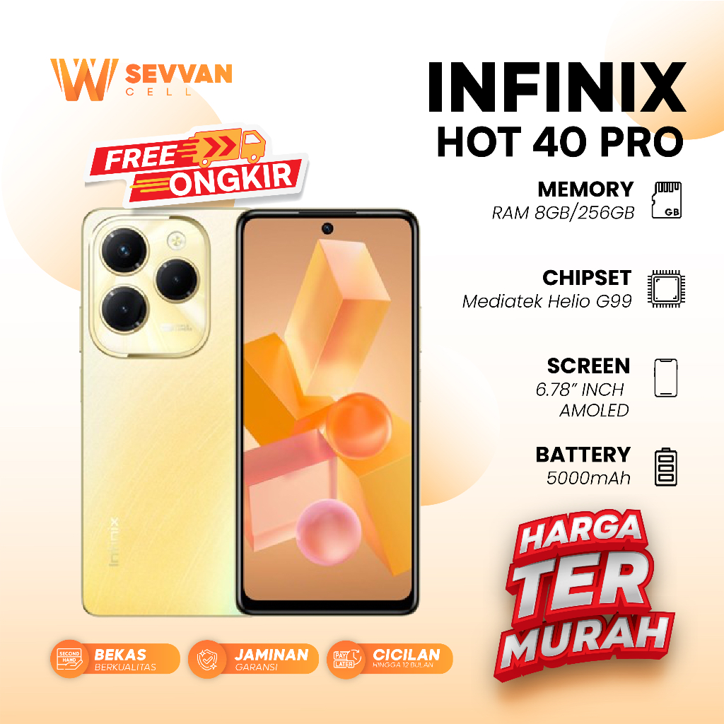 Handphone Infinix Hot 40 Pro Ram 8 256GB