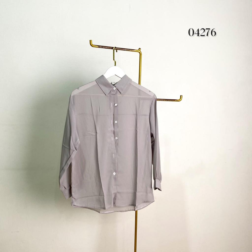 52821 - 04276 KEMEJA SIFON POLOS WANITA PREMIUM ATASAN KEMEJA POLOS SIFON BELAH DEPAN 6W BASIC POLOS