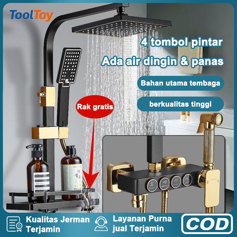 COD/ORI & Shower Set 4 in 1 Digital Termostat Tampilan Suhu | Keran Tembaga + Sprayer Anti Karat | T