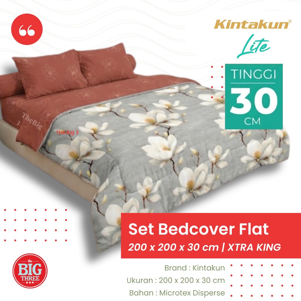 Kintakun Lite Set Bedcover + Sprei 200x200 Tinggi 30 Cm - 200 Size TBT SPREI Microtex Disperse
