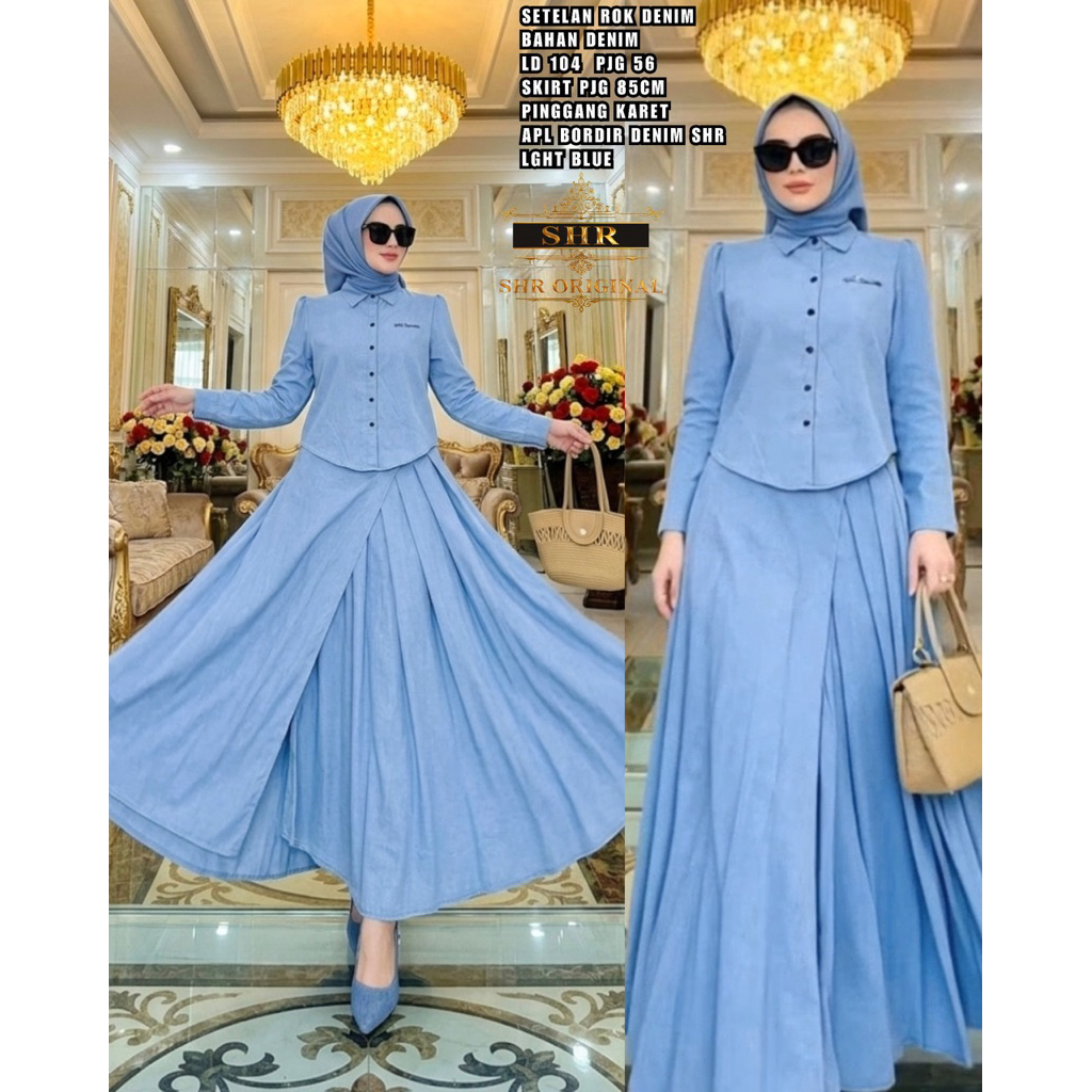 “ BY SHR NEW “ READYY SETELAN ROK DENIM GEJOLAK ASMARA BAHAN LEMBUT BY SHR ORI 100% BEST SELLER