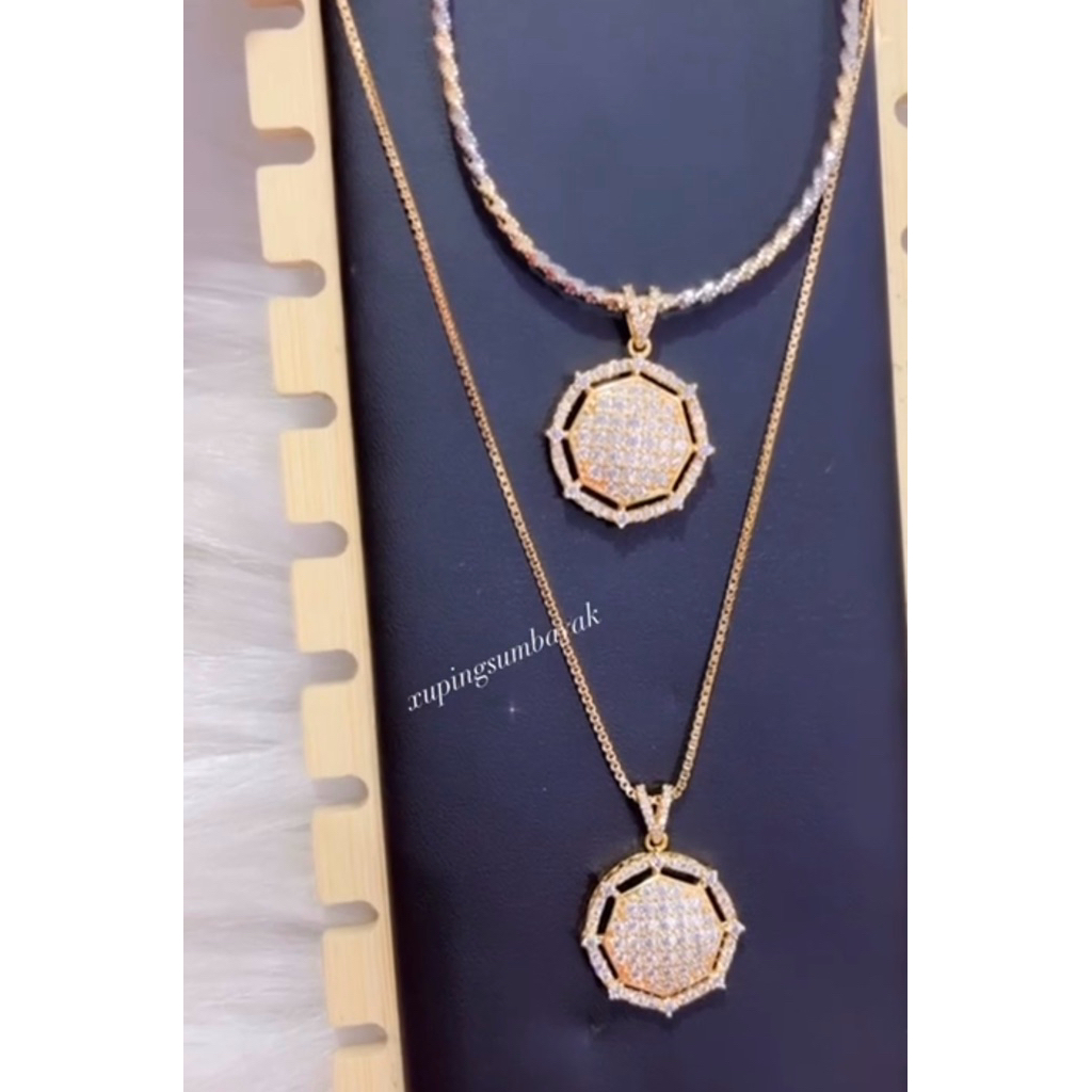 Kalung panjang model bulat vierr. kalung Hijab 60cm Gold. Xuping Titanium Rodhium Tembaga Lapismas