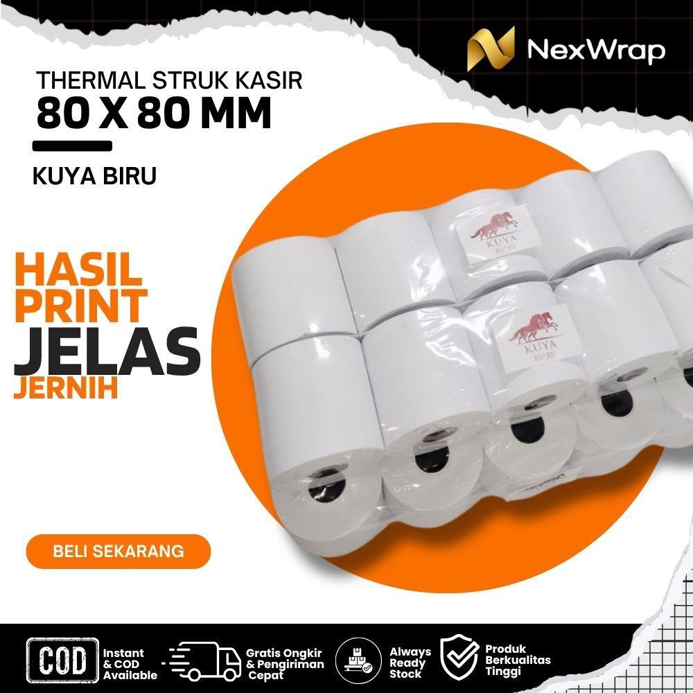KUYA BIRU Thermal Struk Kasir 80X80 mm | BISA INSTAND [nexwrap]