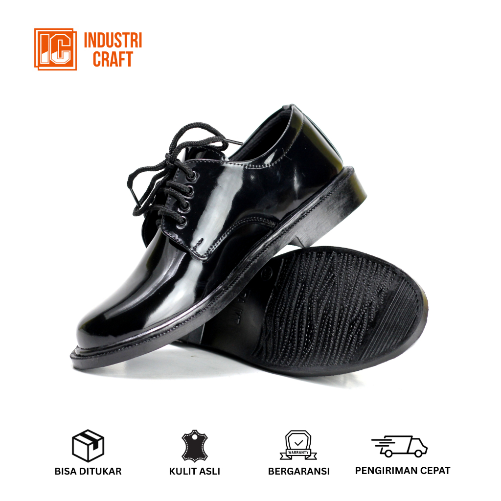Sepatu PDH MOXXER 01 TNI Pendek KULIT ASLI Sepatu Dinas TNI Tali Satpam Security Sepatu Kerja Pria B