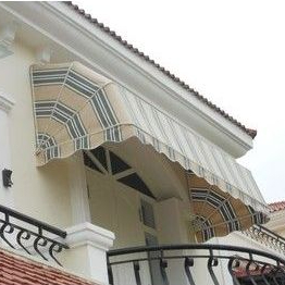 Kanopi Kain awning Rangka Melengkung Warna Belang Belang Murah Lifestyle Outdoor