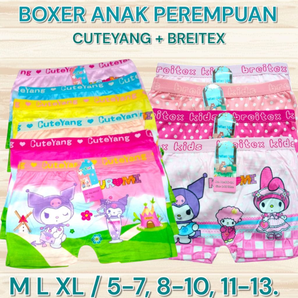6PCS Celana dalam boxer Anak perempuan 5-13 TH