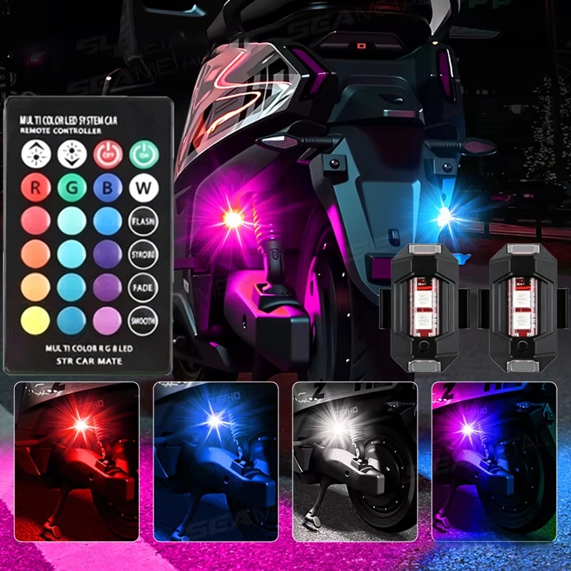 SHDE Lampu Strobo LED 7 Warna Universal Lampu LED Kedip Pesawat RGB Safety Sein Dip Motor Mobil  Lam