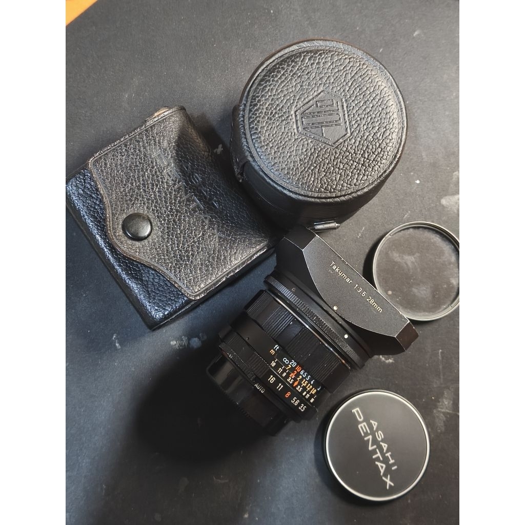 Lensa Manual Super Takumar 28mm f3.5 M42 Pentax + Lens Case & Hood Case Original
