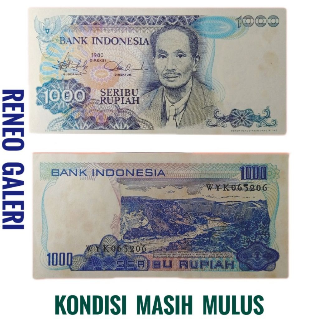 Mulus asli Rp 1000 Rupiah Tahun 1980 Dr sutomo Soetomo uang kertas Kuno original