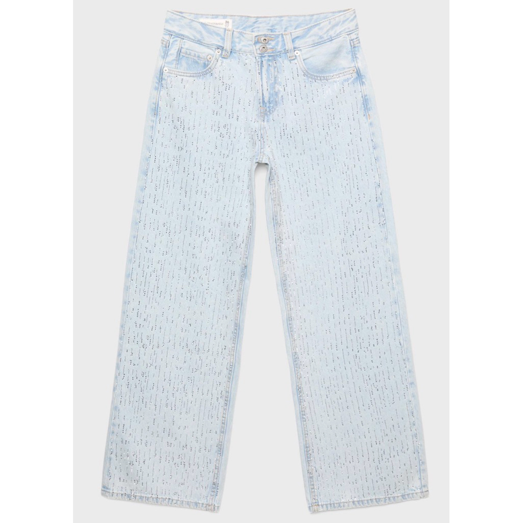 Jeans Glitter Wide Leg Stradivarius Jastip (jasa titip)