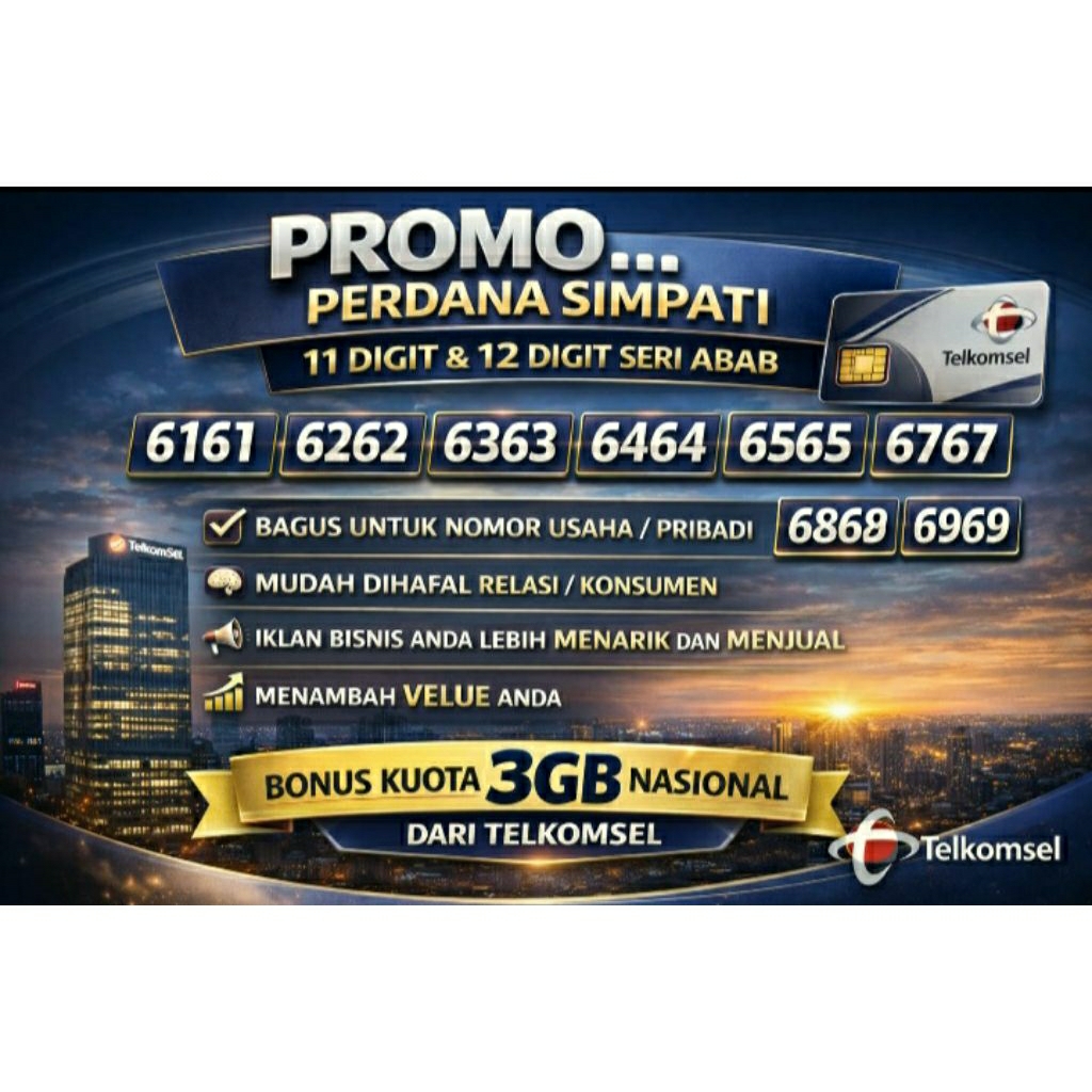 TELKOMSEL SIMPATI NOMOR CANTIK RAPI ABAB 6161 6262 6363 6464 6565 6767 6868 6969