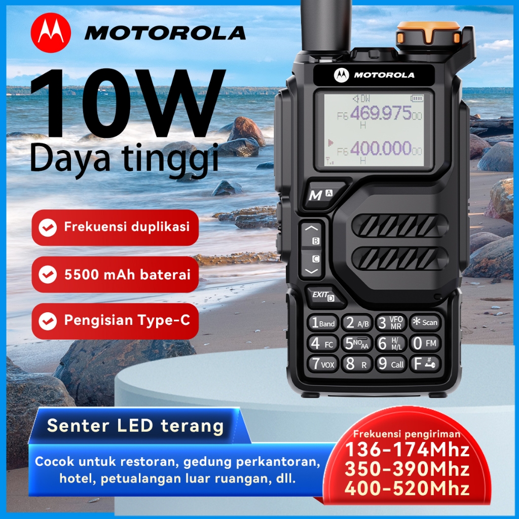 HT Motorola X8 Walkie Talkie Jarak Jauh 20KM Two Way Radio UHF/VHF Radio Dua Arah Di Luar Ruangan/Ta