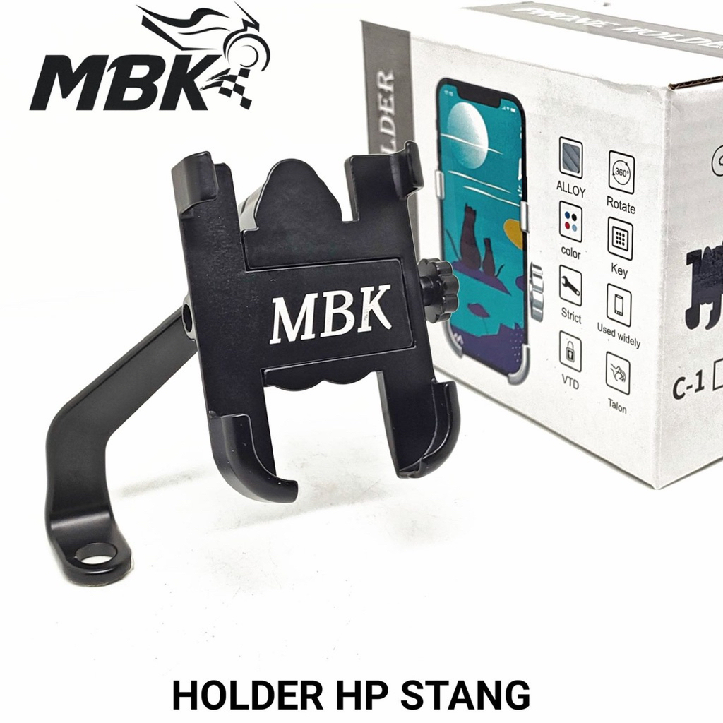 Holder Hp motor spion full metal/Bahan besi/Bodi C2 holder hadphone full besi stang c1 Plus kunci L 