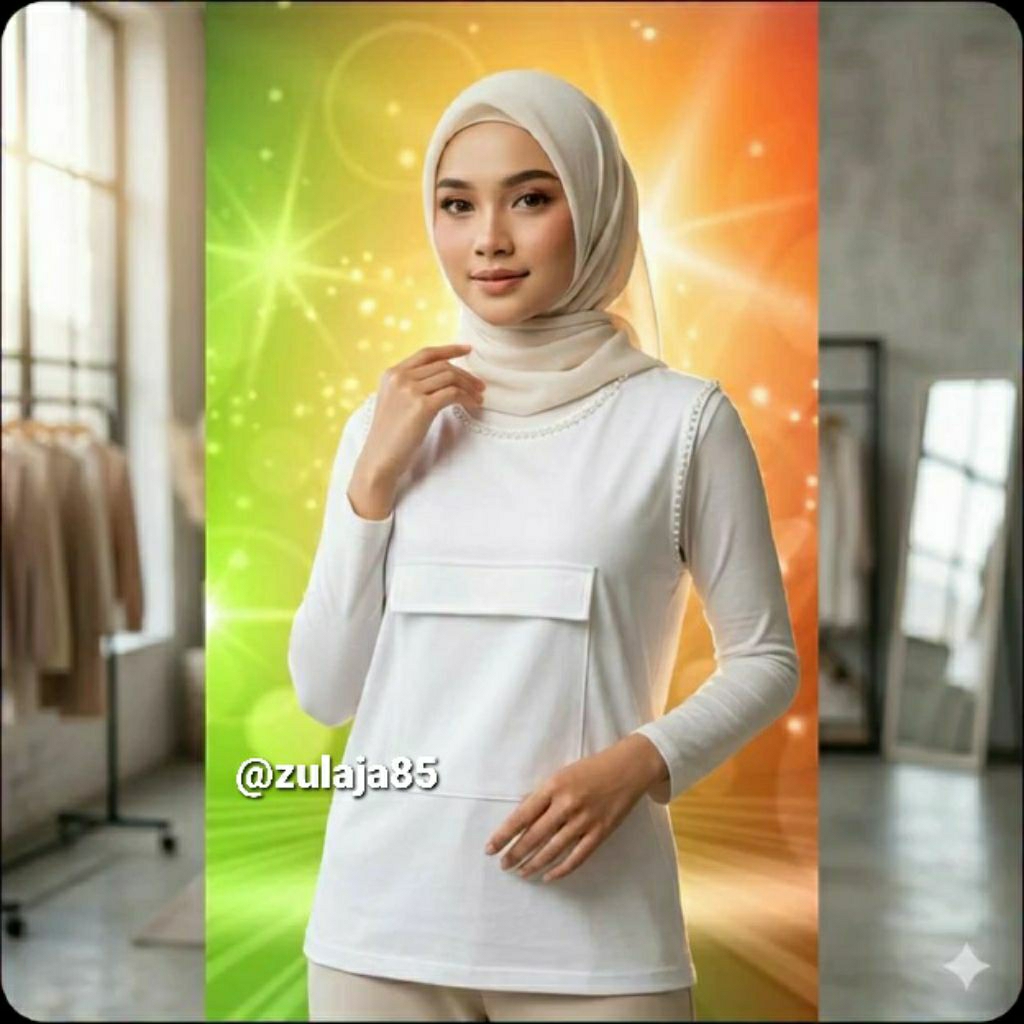 Daleman Singlet Wanita Kantong Depan Kaos Premium / Daleman Haji Singlet Wanita Saku Depan