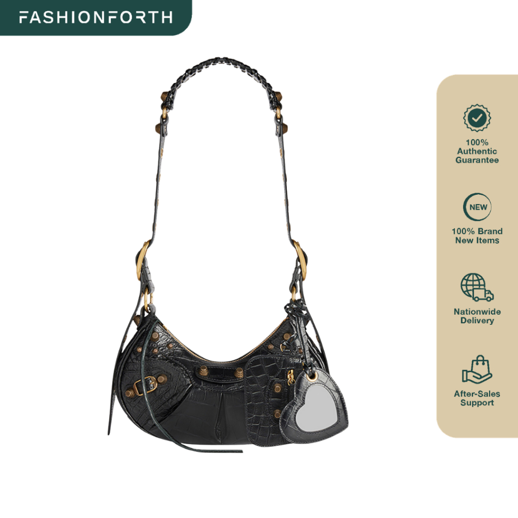 FashionForth XS Le Cagole Shoulder Bag in Croco Embossed GHW