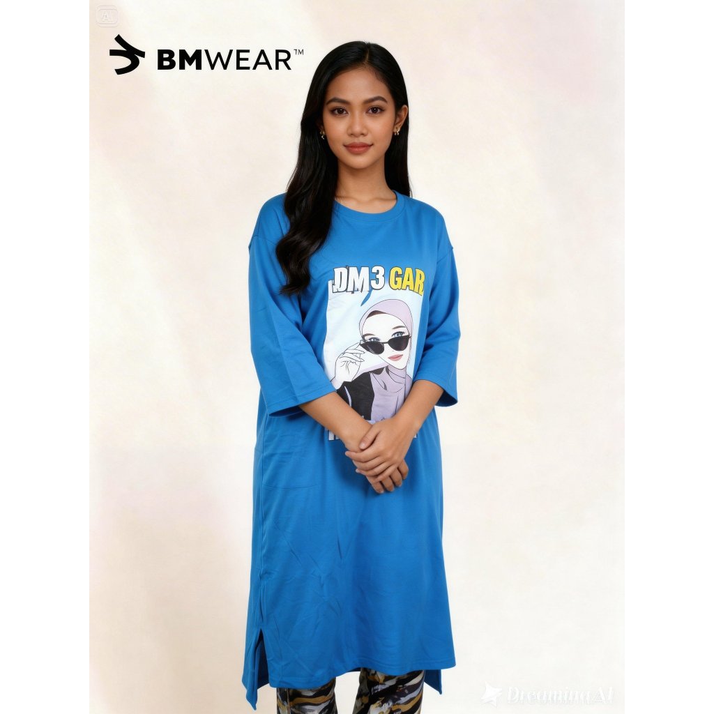 BM Wear Daster Tunik Kaos Panjang Wanita